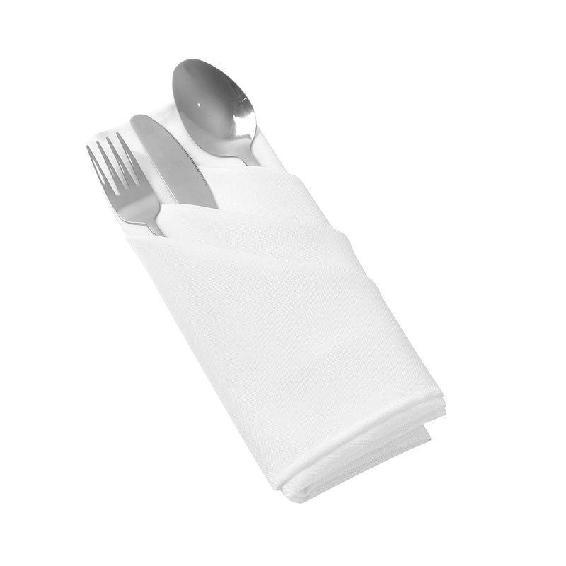 Ascoza 25pcs Polyester Cloth Napkins - 17 x 17 inch White Dinner Washable Napkins with Hemmed Edges for Restaurant/Wedding/Hotel(25,White) - Image 4
